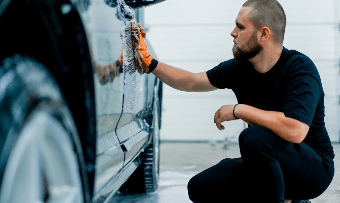 The Experts At WaterWerkz Detailing A Car In Texas